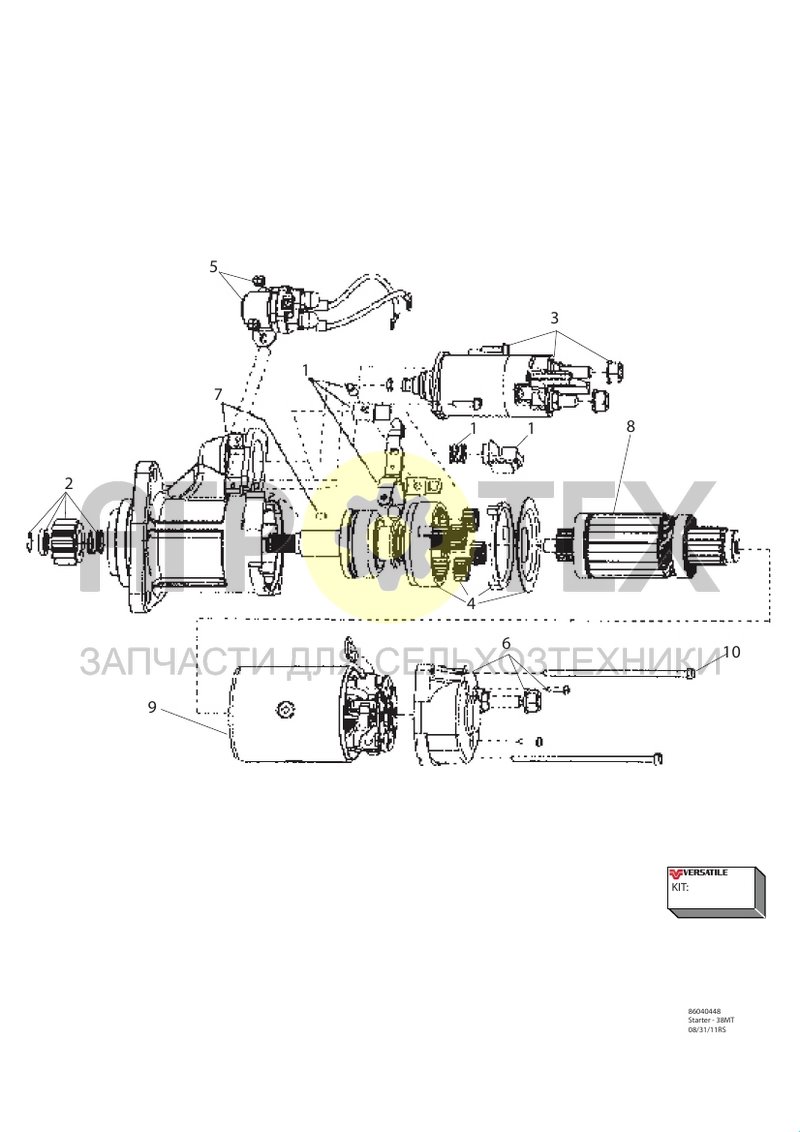 Чертеж Стартер и компоненты (03T40)